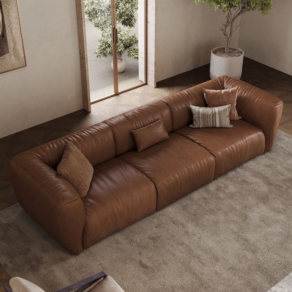 Partial Assembly Required Brown Leather Modular Sofas