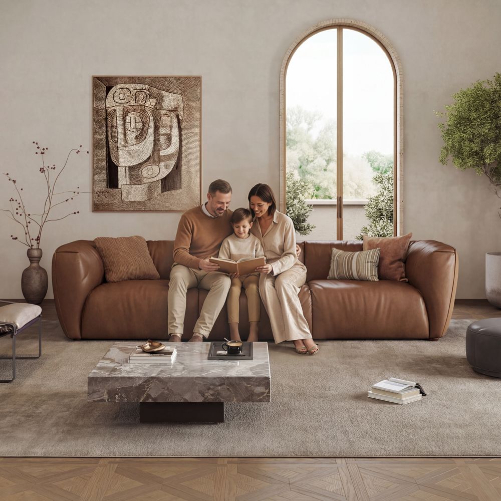 Office Brown Leather Modular Sofas