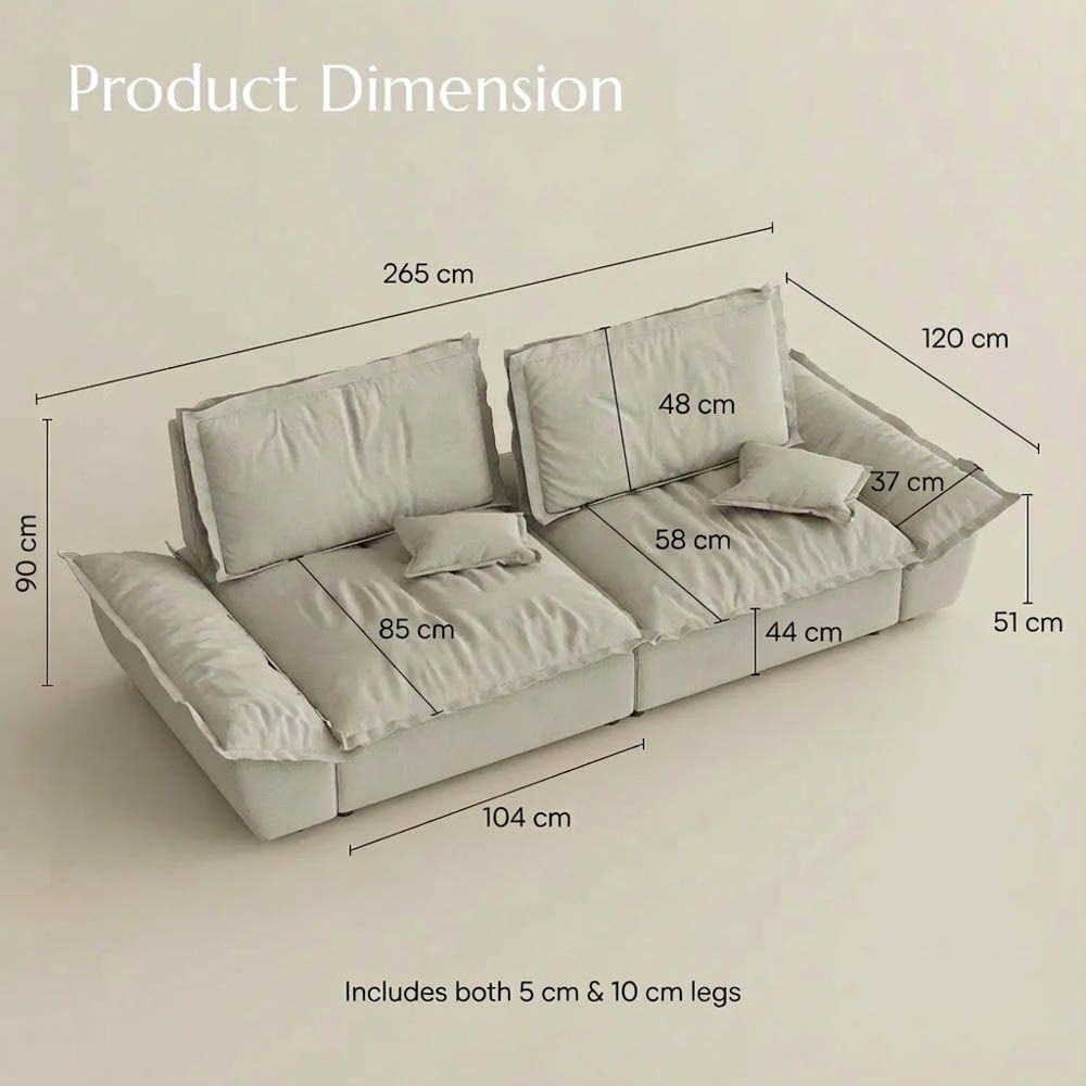 Comfortable Beige Suede Fabric Modular Sofas