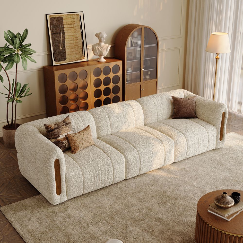Comfortable Beige Bouclé Modular Sofas