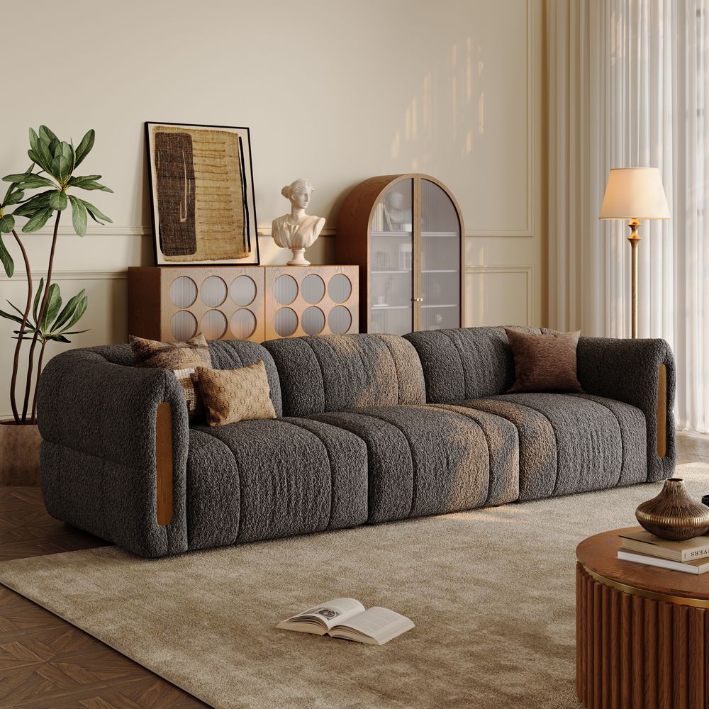 Gray Dark Gray Bouclé Modular Sofas