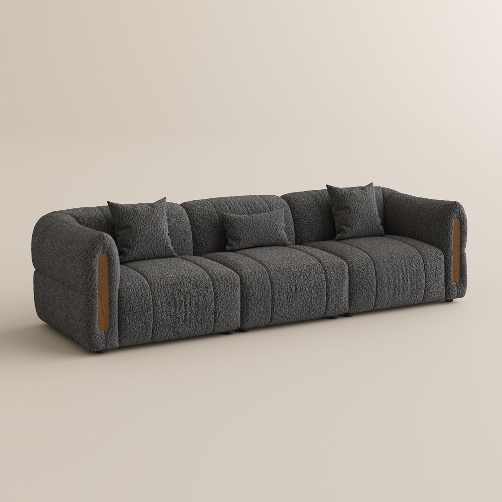 Partial Assembly Required Dark Gray Bouclé Modular Sofas