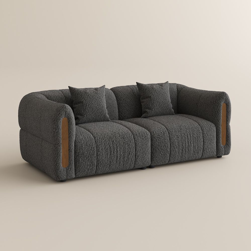 Living Room Dark Gray Bouclé Modular Sofas