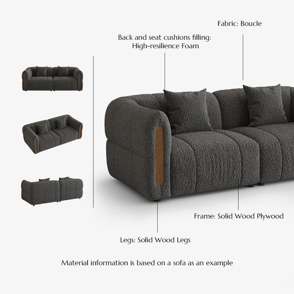 Dark Gray Dark Gray Bouclé Modular Sofas