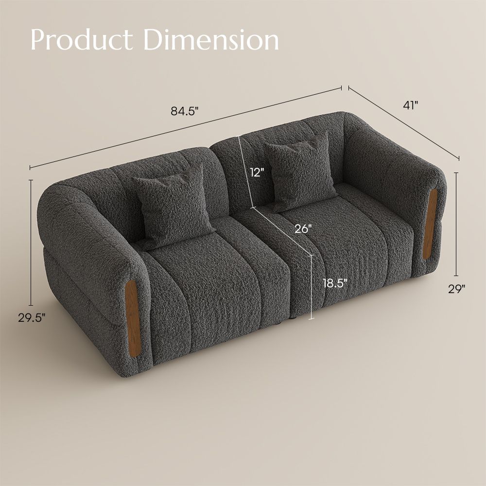 Modern Dark Gray Bouclé Modular Sofas