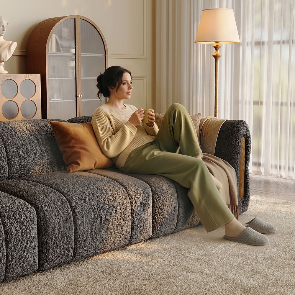 Gray Dark Gray Bouclé Modular Sofas