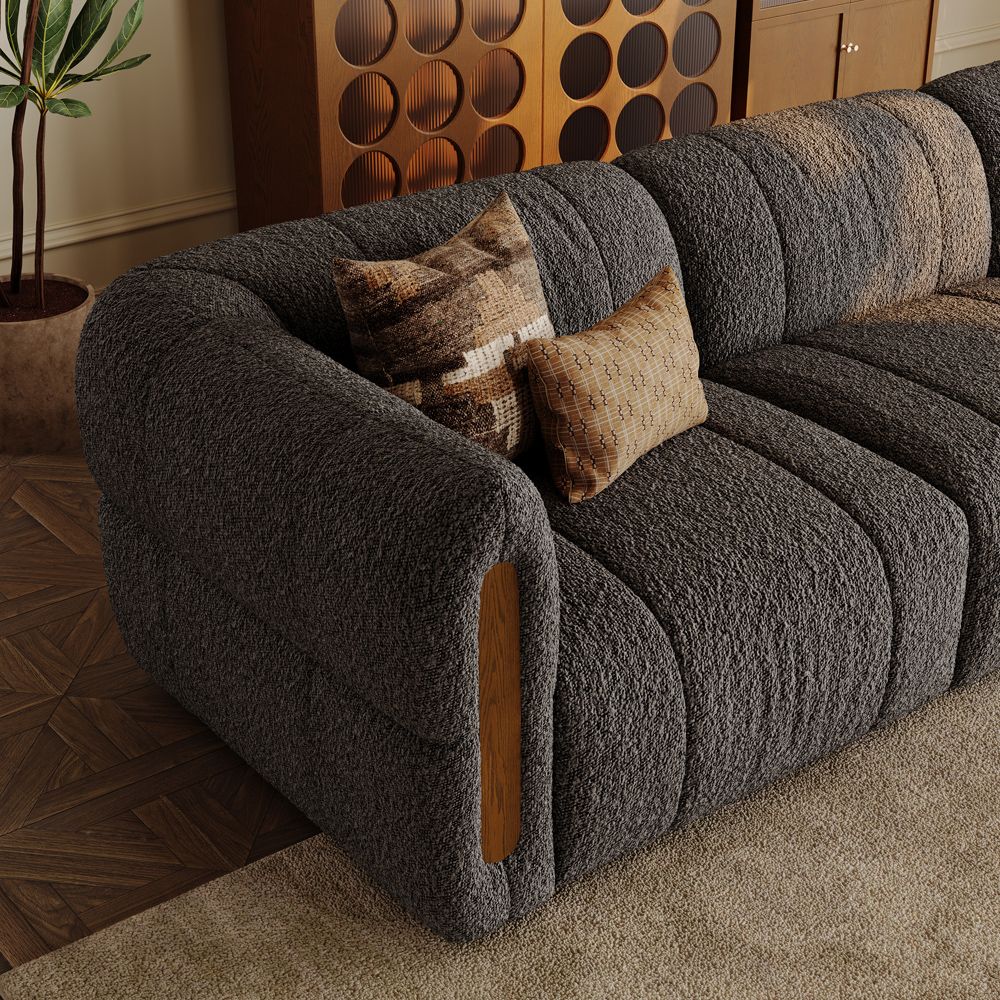 2-3 Seater Dark Gray Bouclé Modular Sofas
