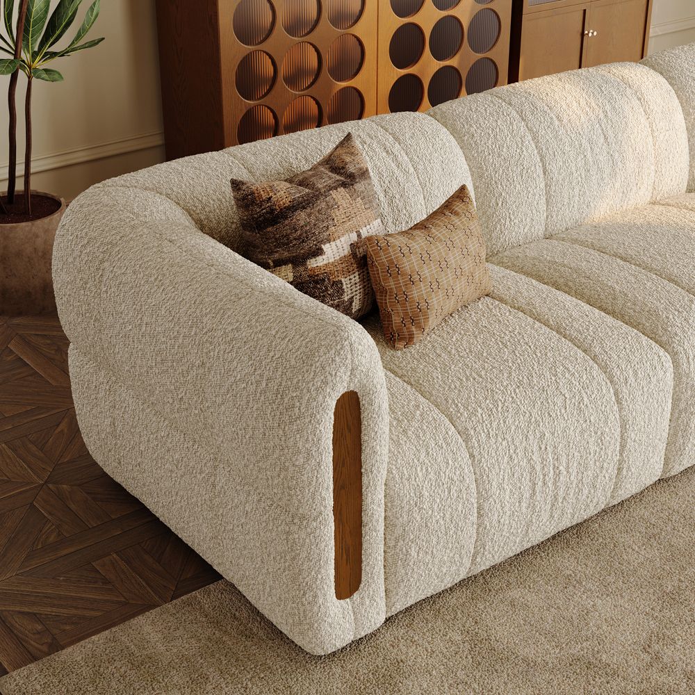Home Theater Beige Bouclé Modular Sofas