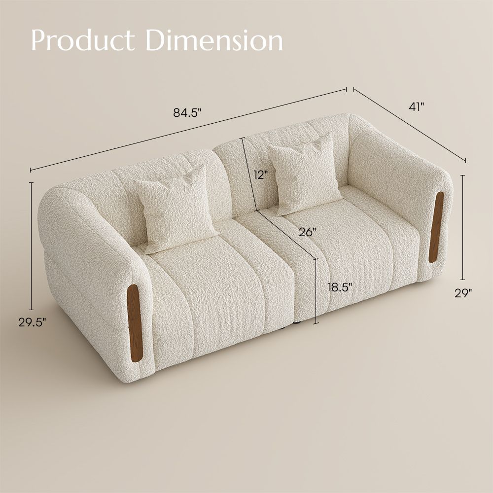 Living Room Beige Bouclé Modular Sofas