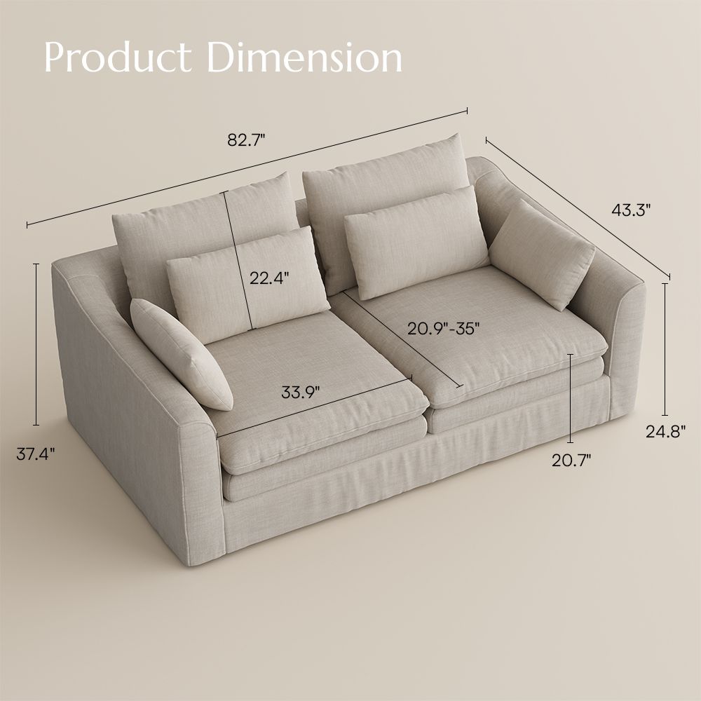 Medium Beige Cotton Linen Modular Sofas