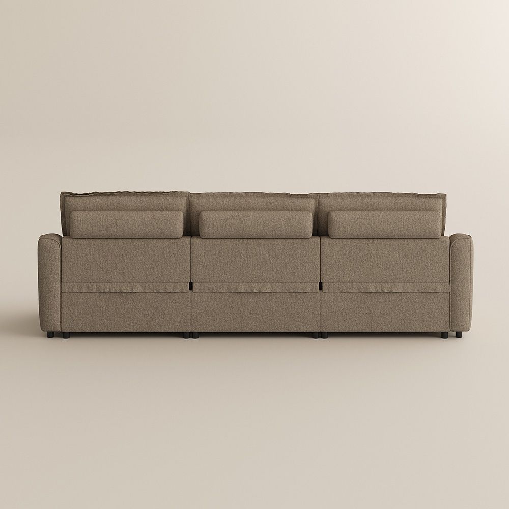 Home Theater Khaki Linen Modular Sofas