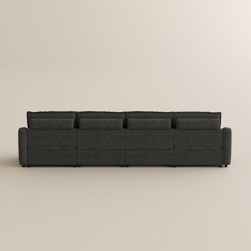 Oversized Gray Velvet Modular Sofas