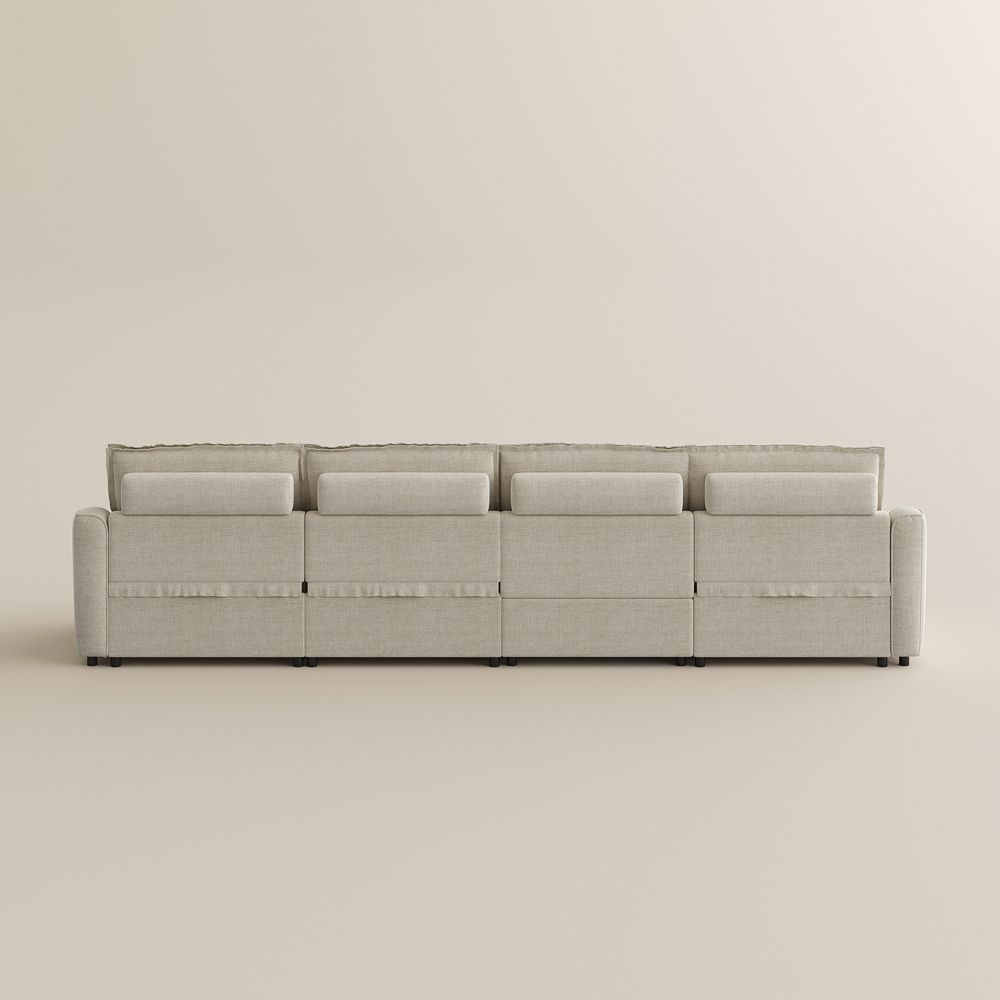 Beige Beige Velvet Modular Sofas