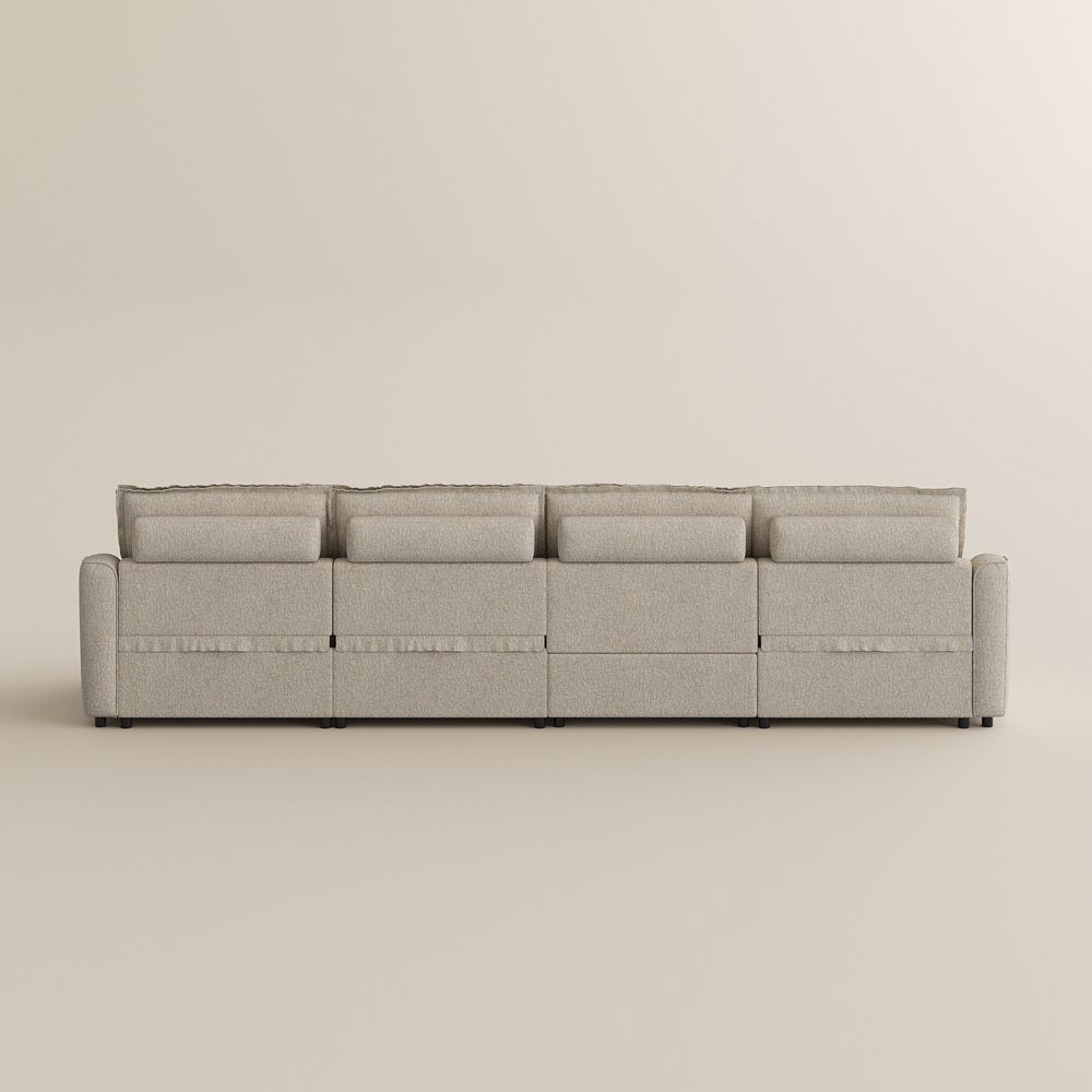 Recliner Beige Linen Modular Sofas