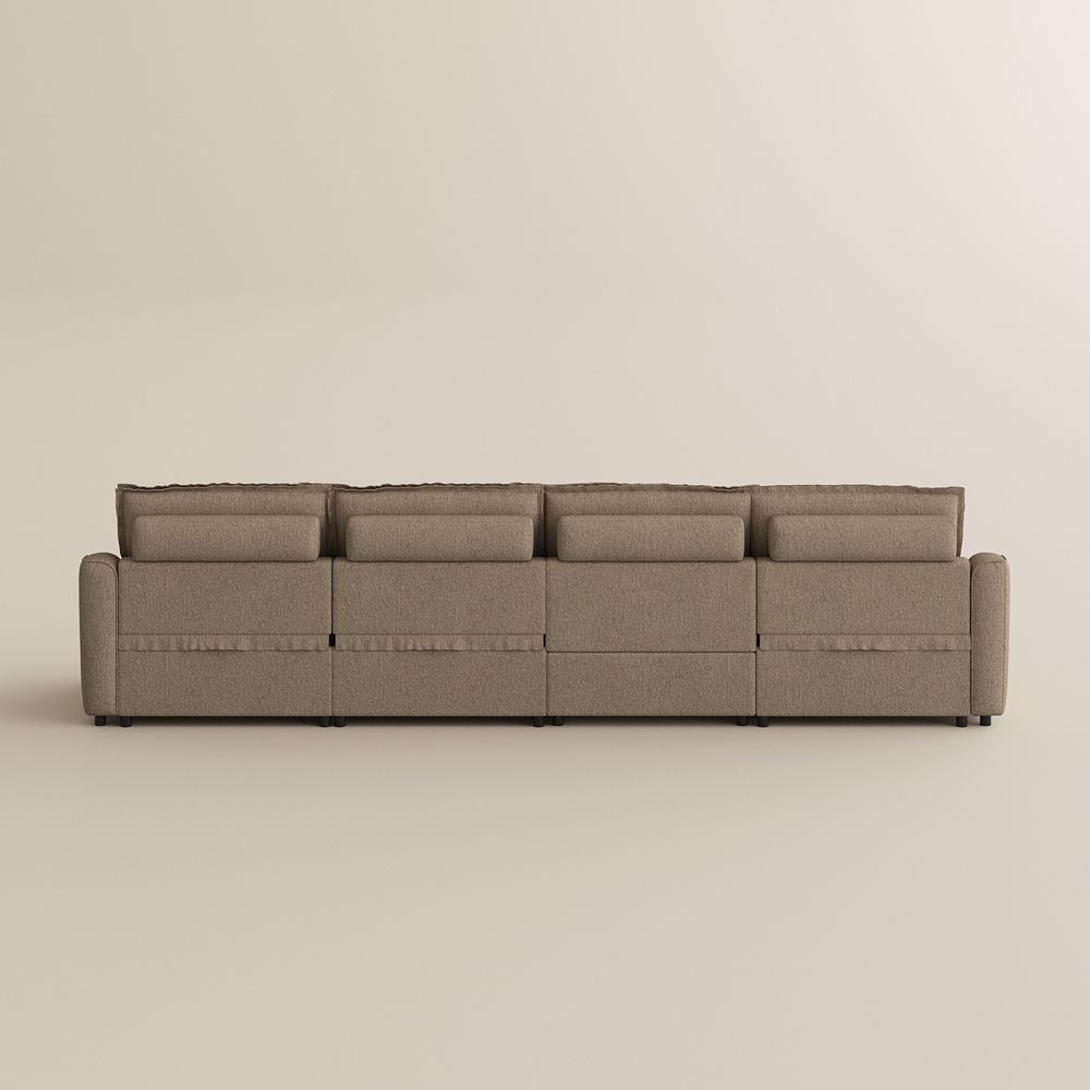Deep Seat Khaki Linen Modular Sofas