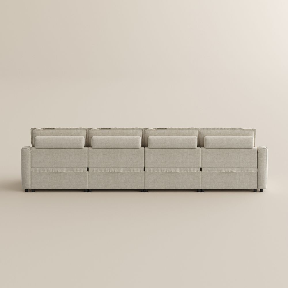 Recliner Beige Velvet Modular Sofas