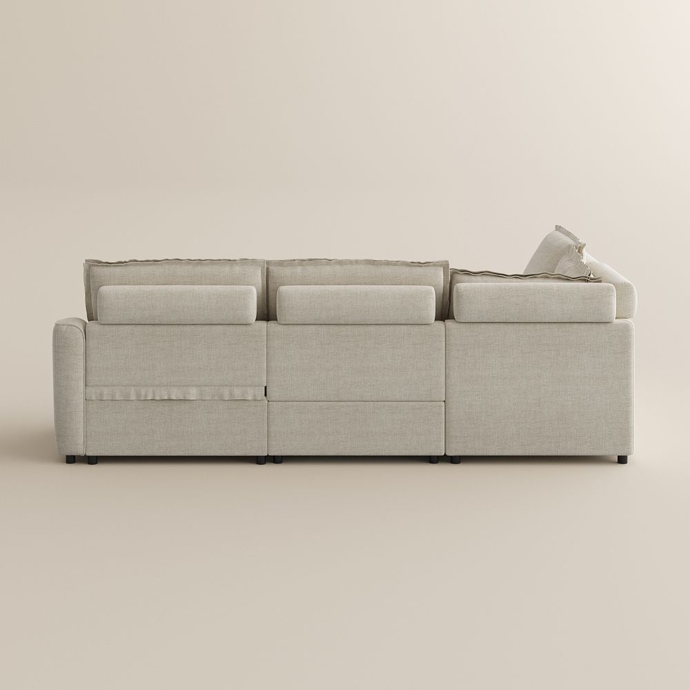 4-5 Seater Beige Velvet Modular Sofas