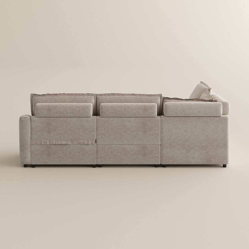 Oversized Beige Pet-Friendly Fabric Modular Sofas