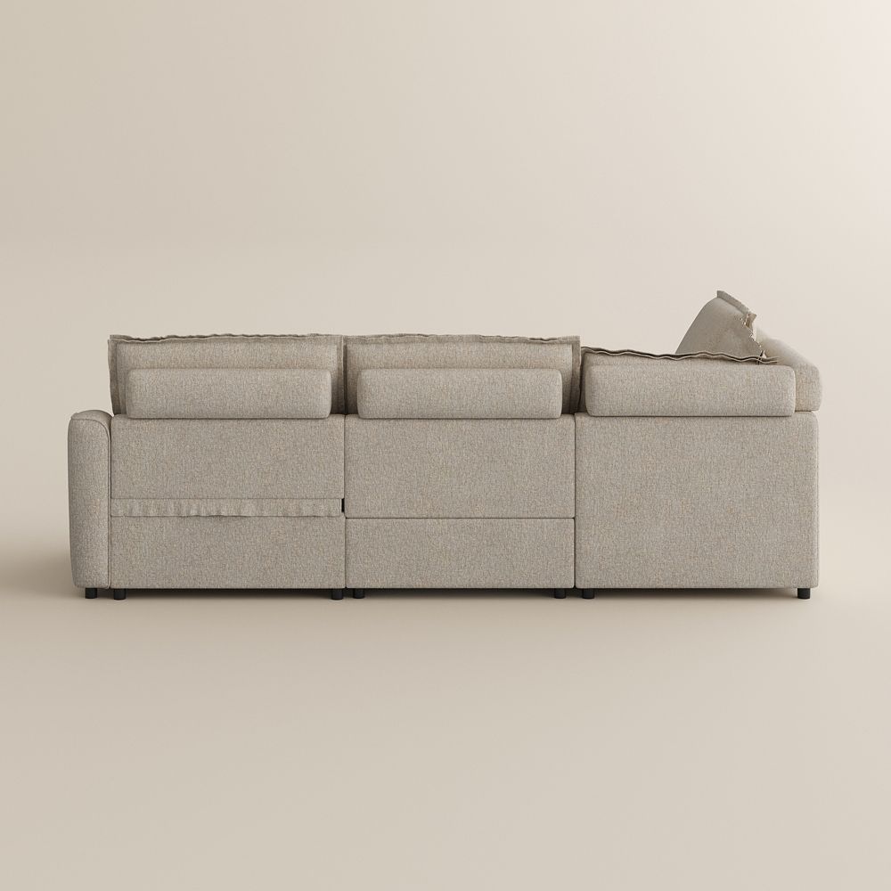 Extendable Beige Linen Modular Sofas