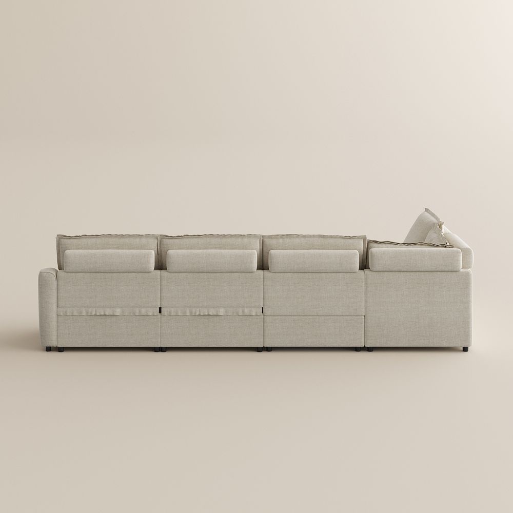 Supportive Beige Velvet Modular Sofas