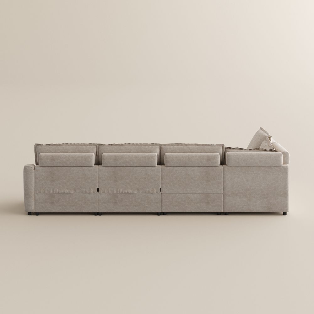 Soft Beige Pet-Friendly Fabric Modular Sofas