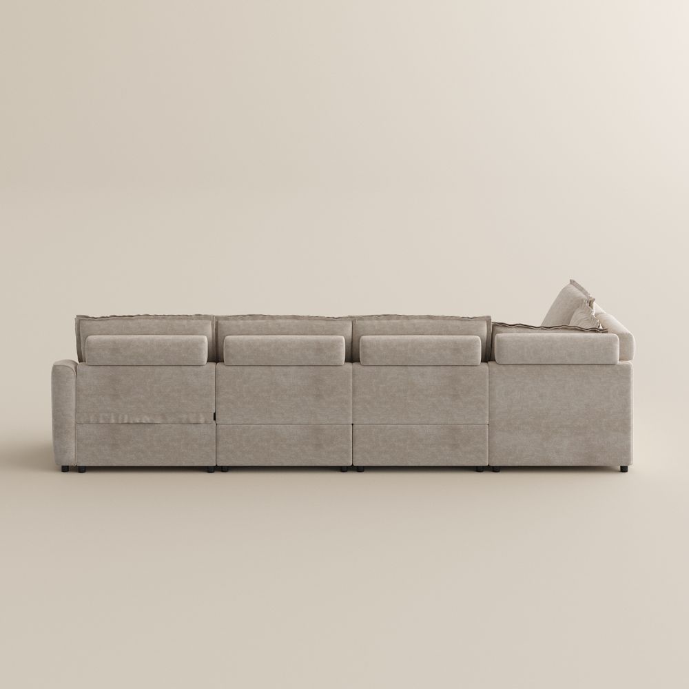 Living Room Beige Pet-Friendly Fabric Modular Sofas