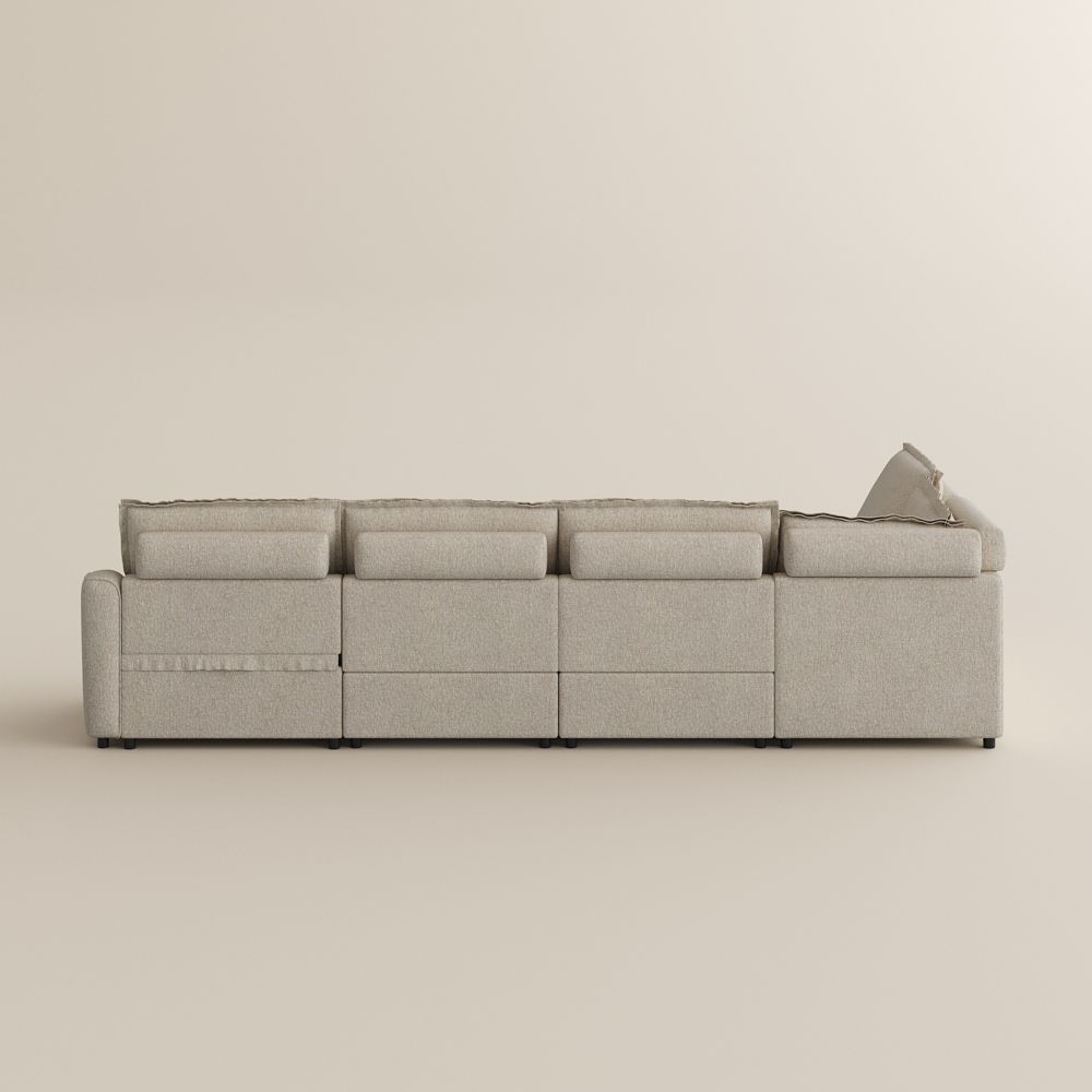 Casual Beige Linen Modular Sofas