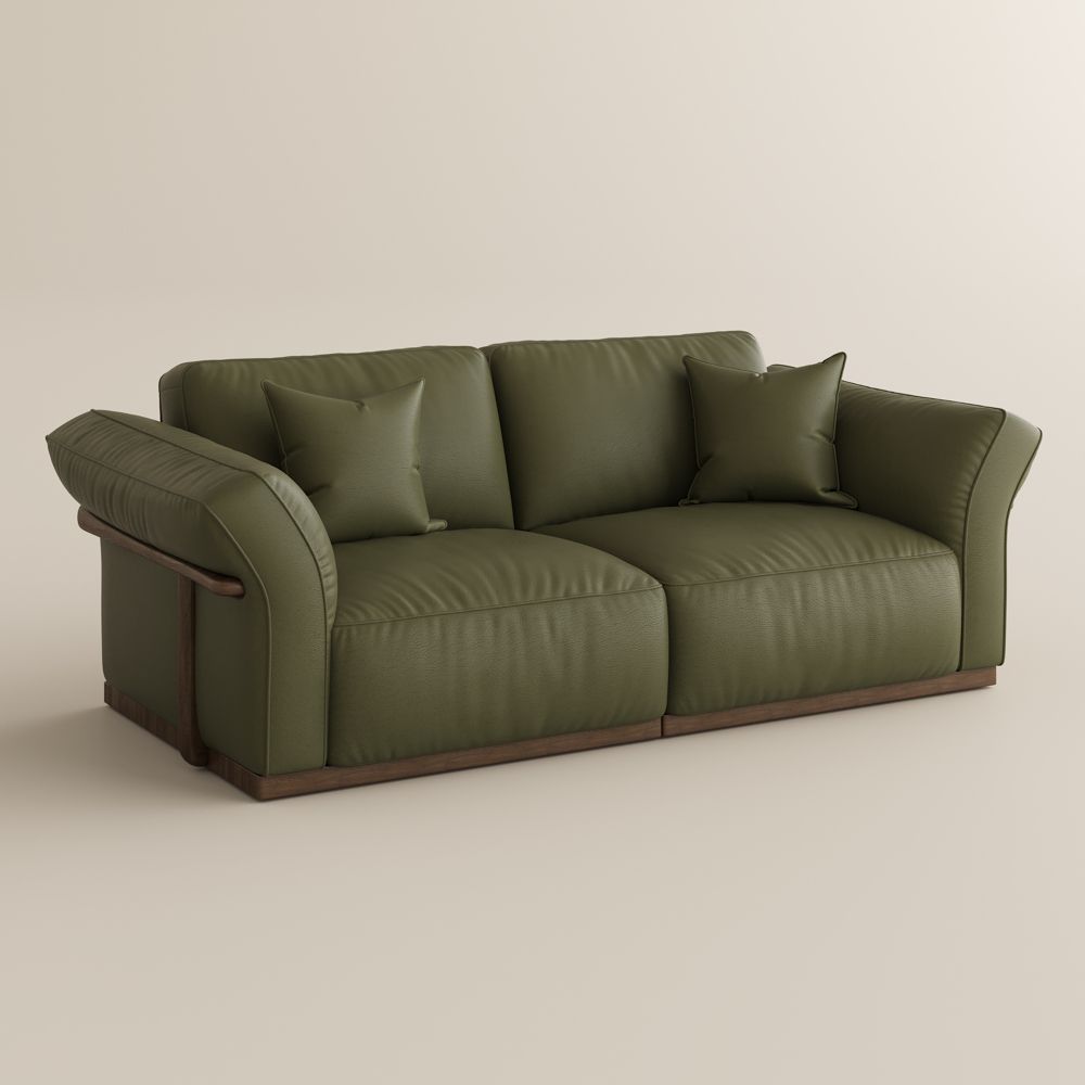 Relaxed Green Genuine Leather Modular Sofas