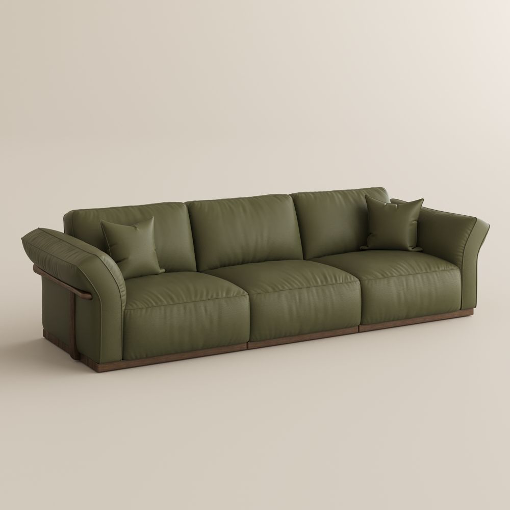 Apartment Green Genuine Leather Modular Sofas