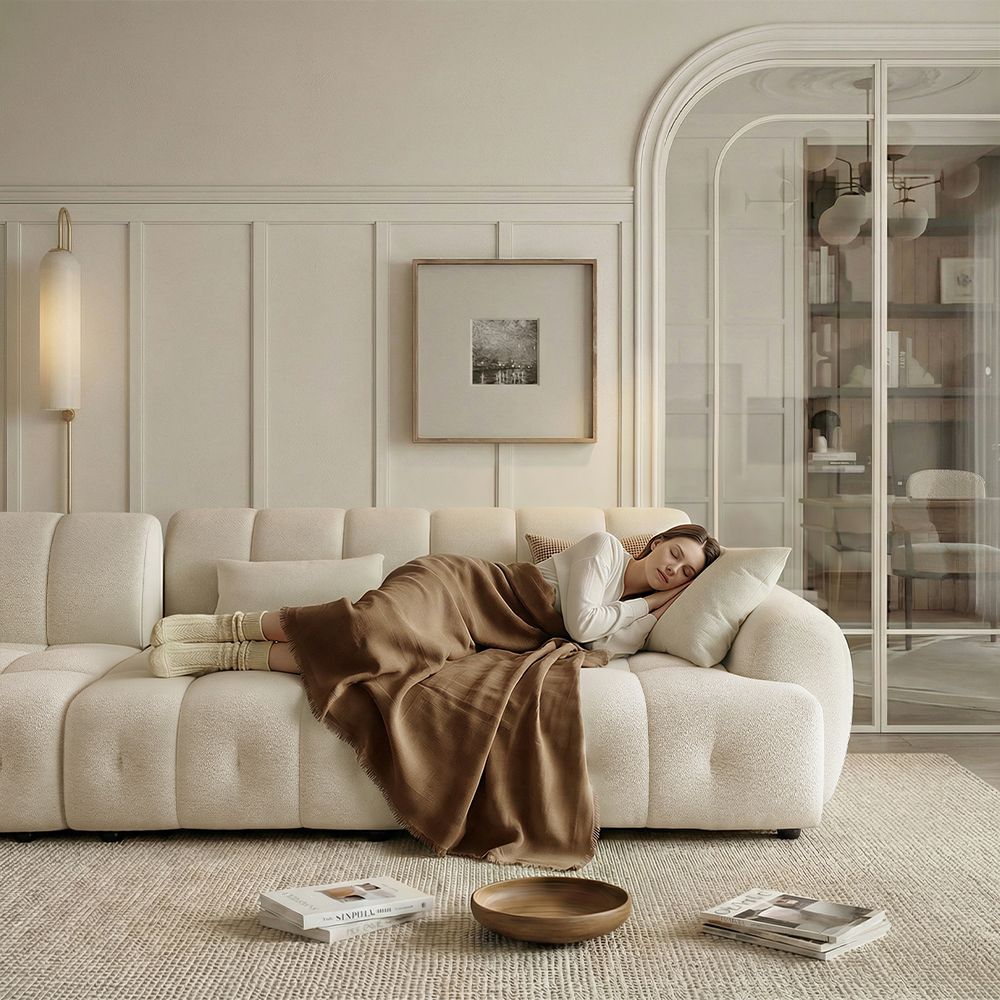 Comfortable Cream Chenille Modular Sofas