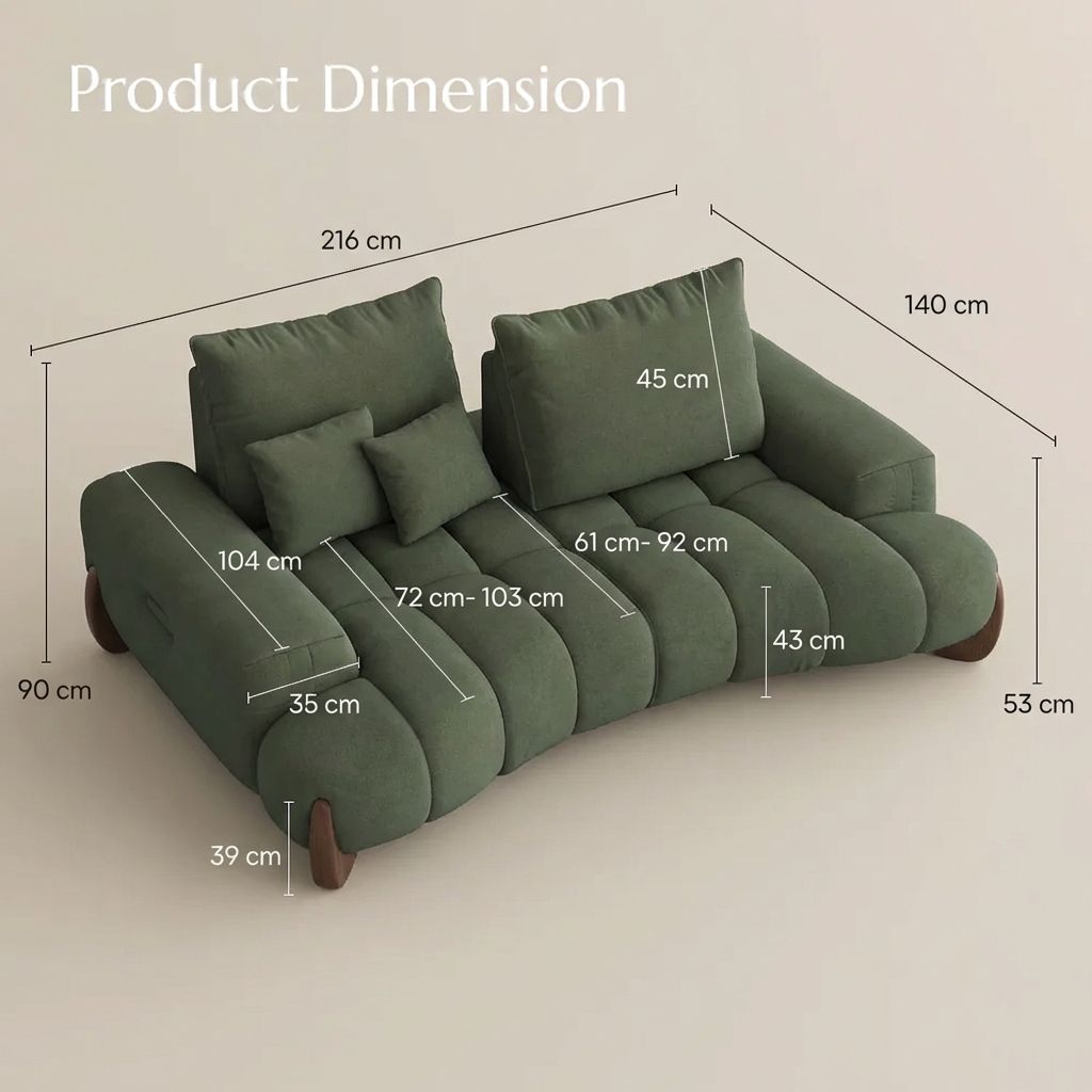 Oversized Green Pet-Friendly Fabric Modular Sofas