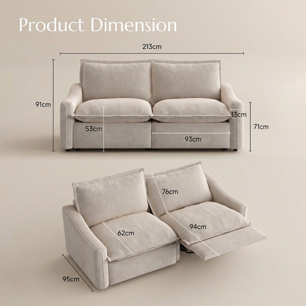 Deep Seat Beige Pet-Friendly Fabric Modular Sofas
