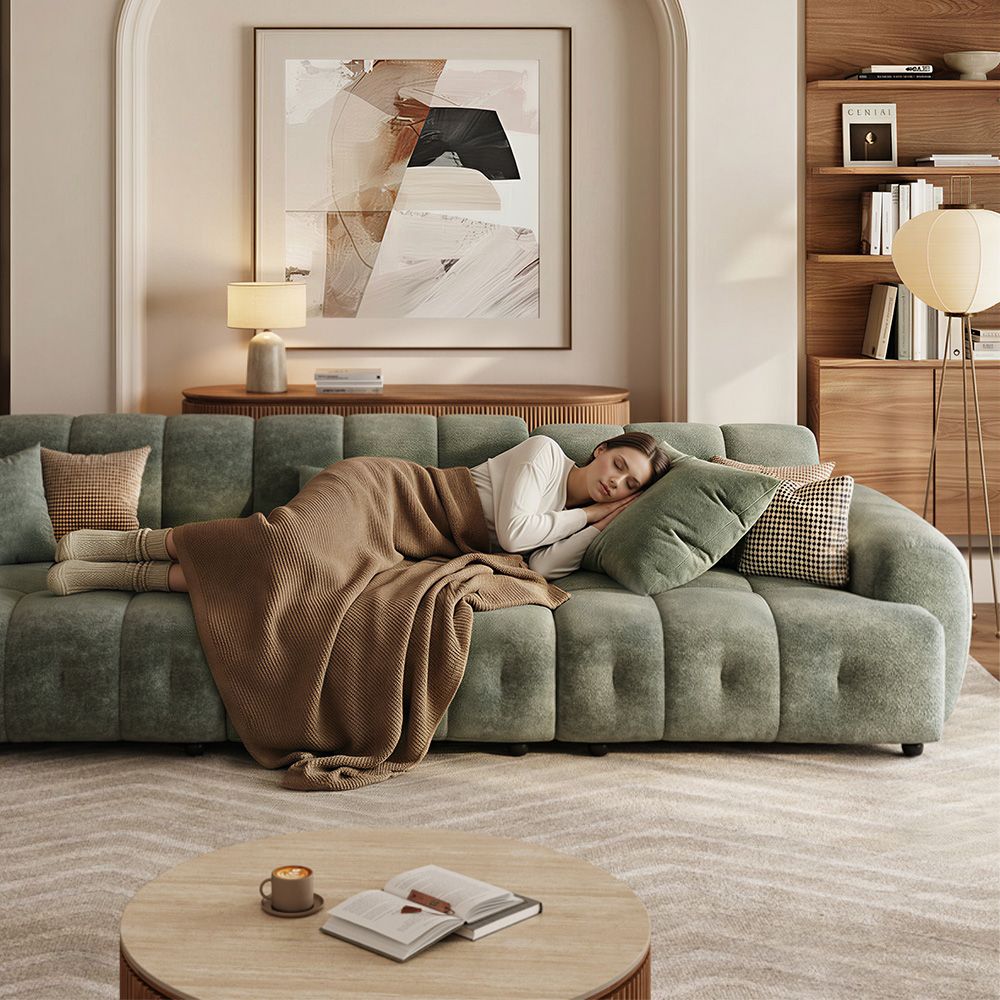 Medium Green Chenille Modular Sofas