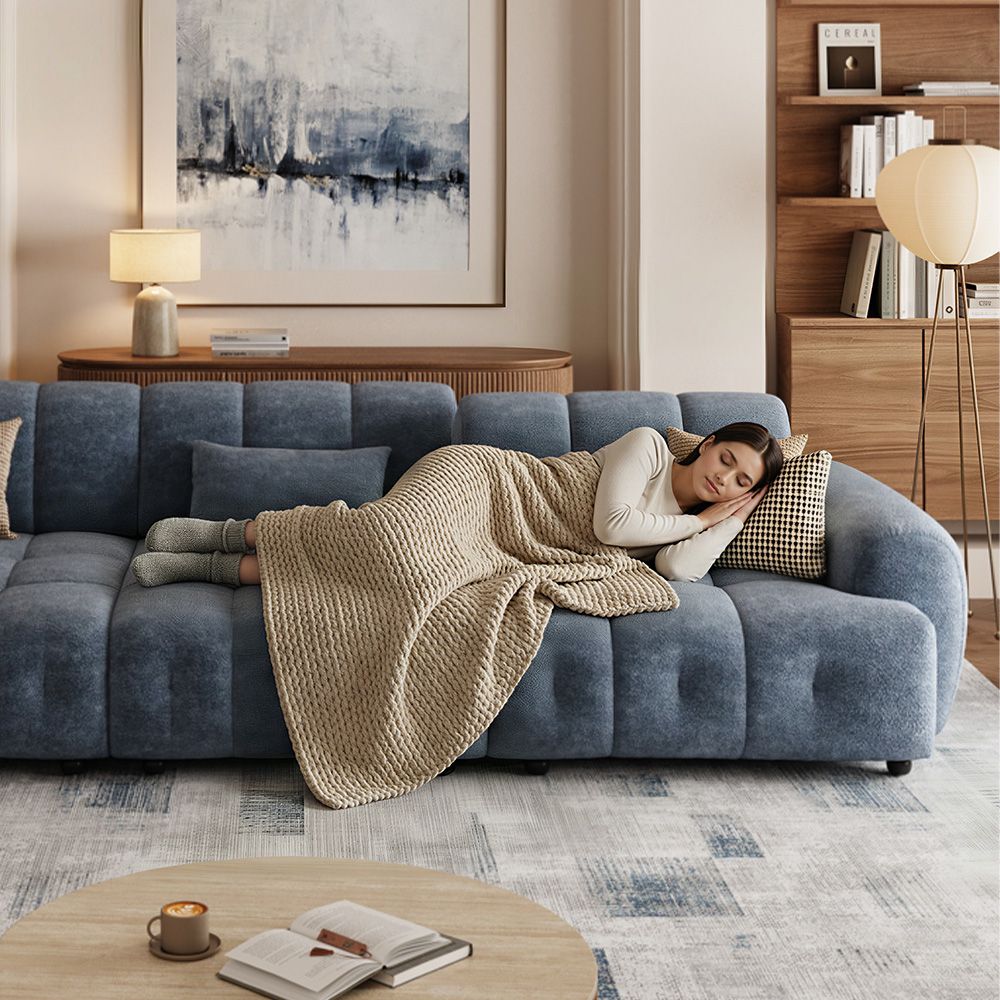 Bedroom Blue Chenille Modular Sofas