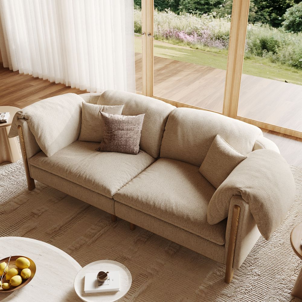 Soft Khaki Cotton and Linen Modular Sofas