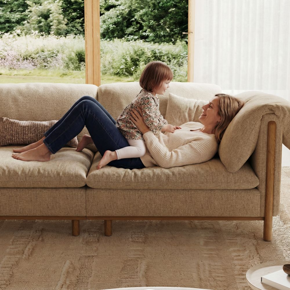 Modular Sofas Khaki Cotton and Linen Modular Sofas