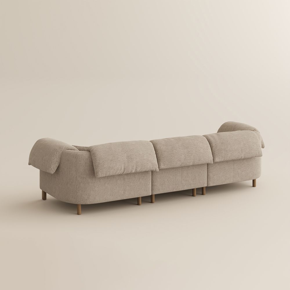 Living Room Khaki Cotton and Linen Modular Sofas