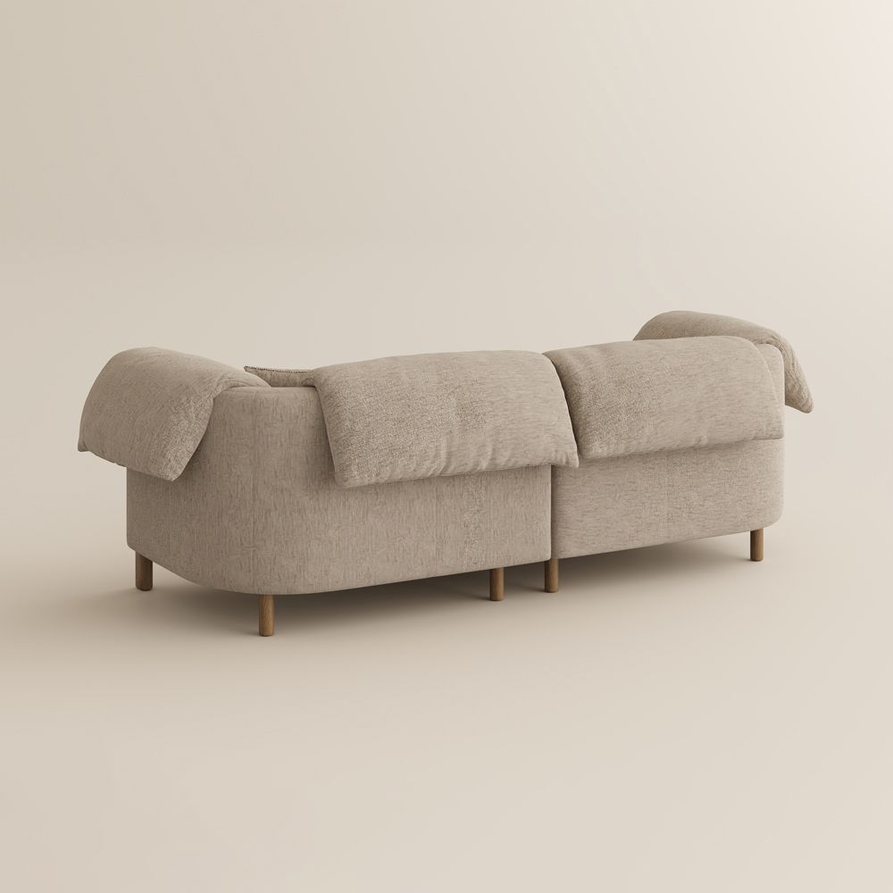 Deep Seat Khaki Cotton and Linen Modular Sofas