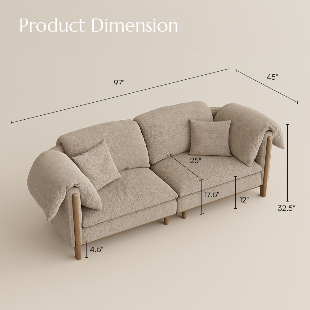 Office Khaki Cotton and Linen Modular Sofas