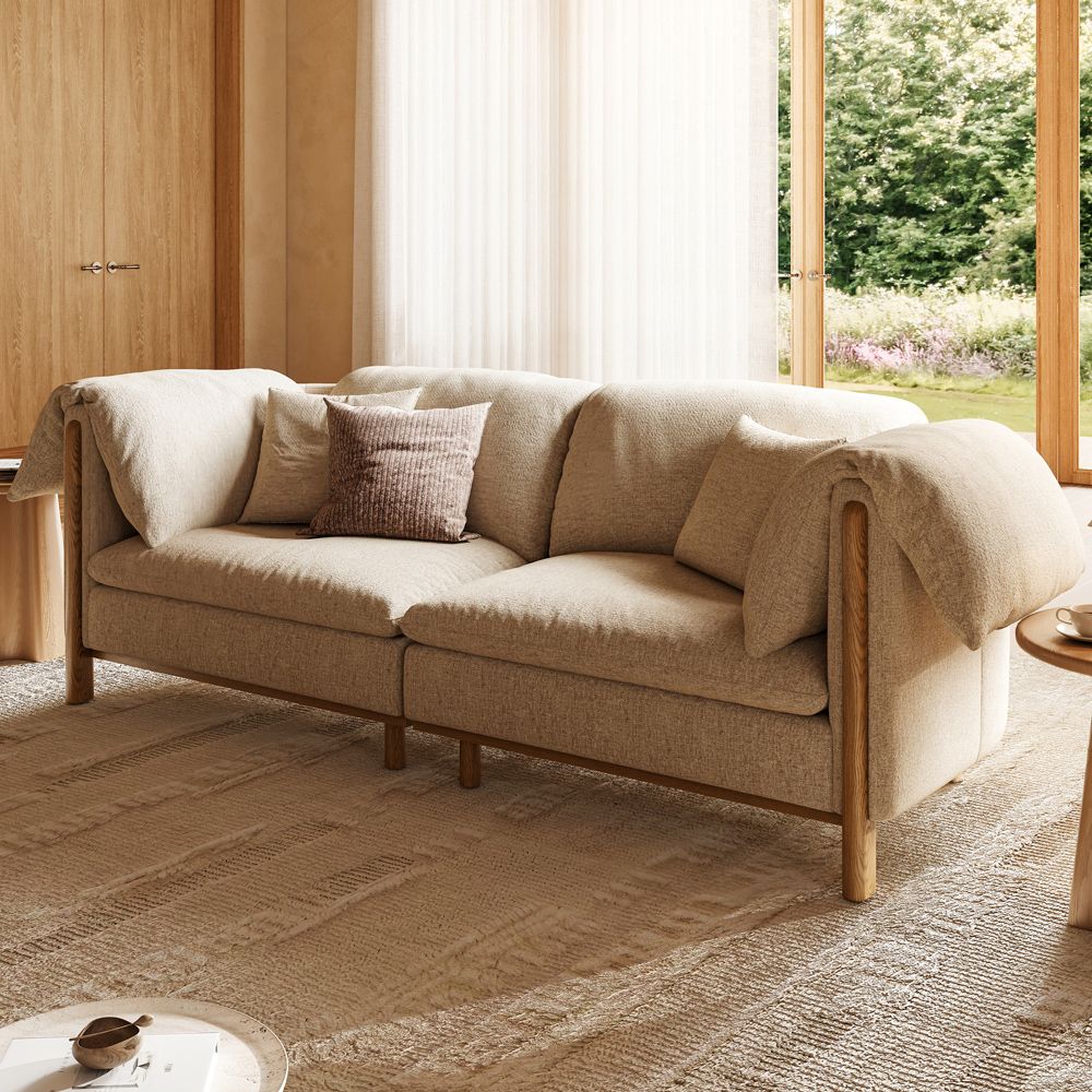 Soft Khaki Cotton and Linen Modular Sofas