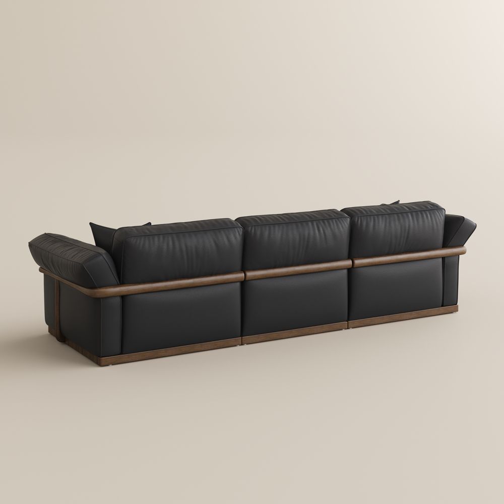 Apartment Black Genuine Leather Modular Sofas