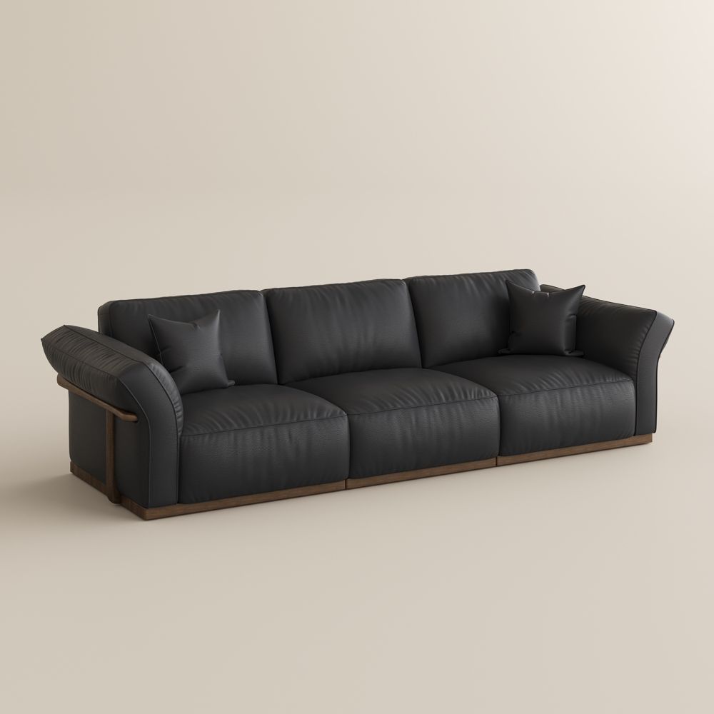 Genuine Leather Black Genuine Leather Modular Sofas