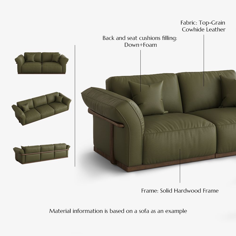 Partial Assembly Required Green Genuine Leather Modular Sofas