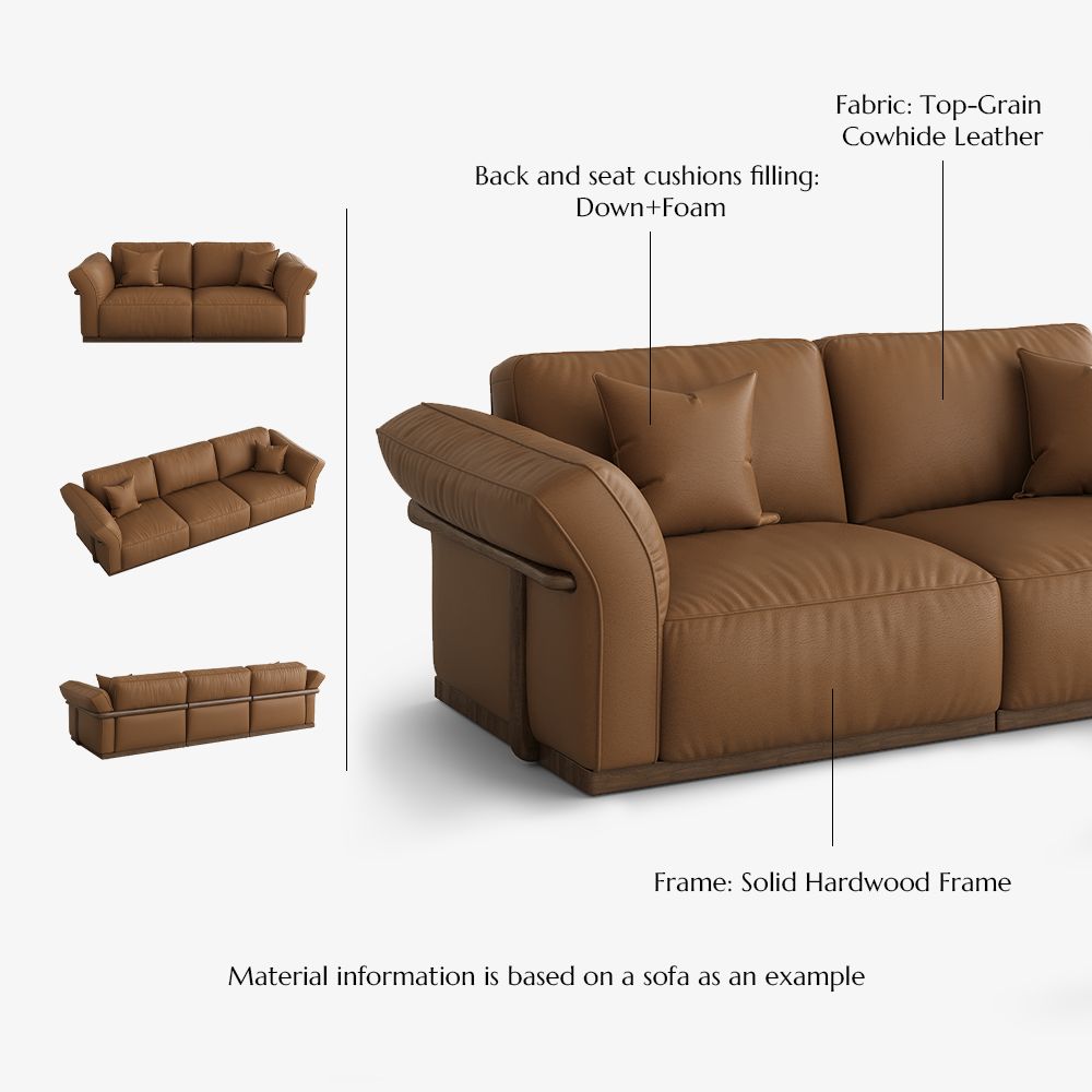 Comfortable Brown Genuine Leather Modular Sofas