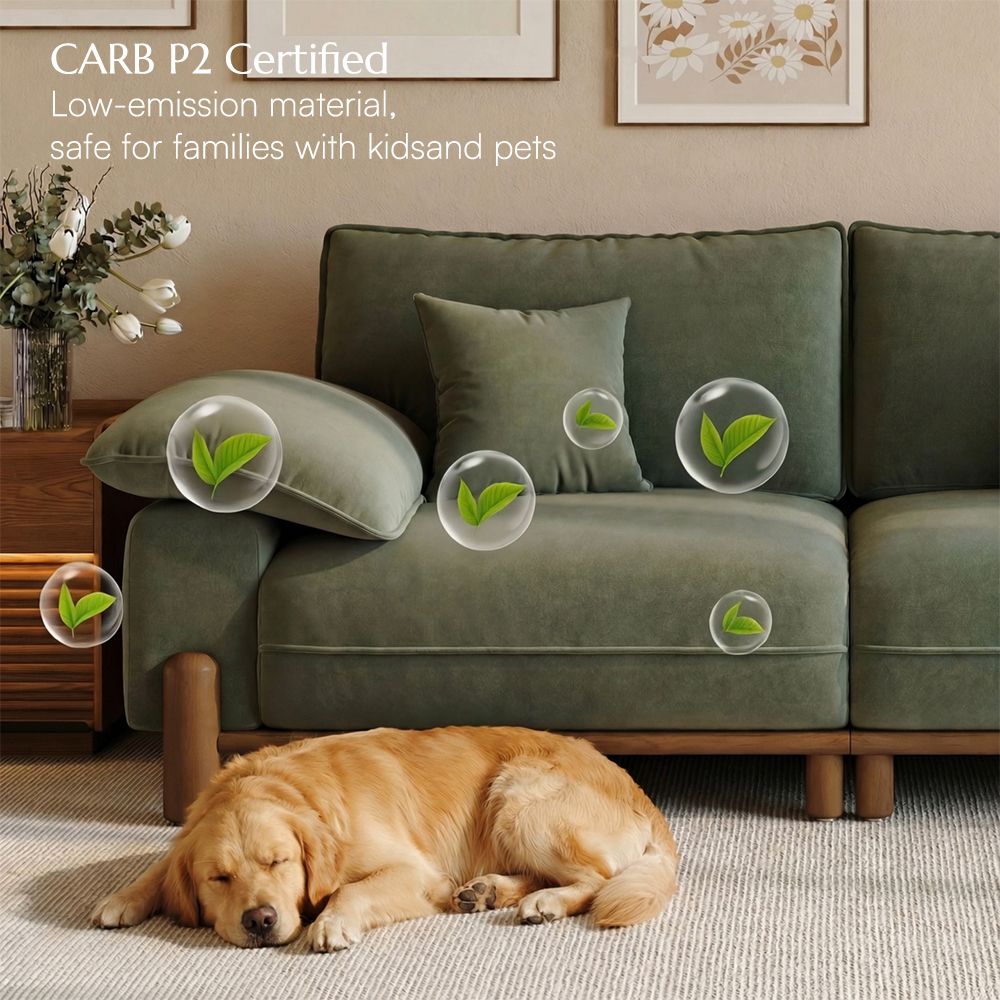 Fabric Green Pet-Friendly Fabric Modular Sofas