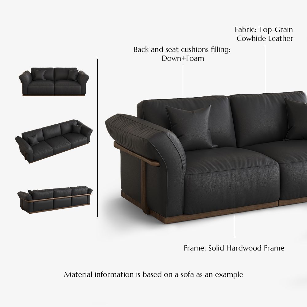 Comfortable Black Genuine Leather Modular Sofas
