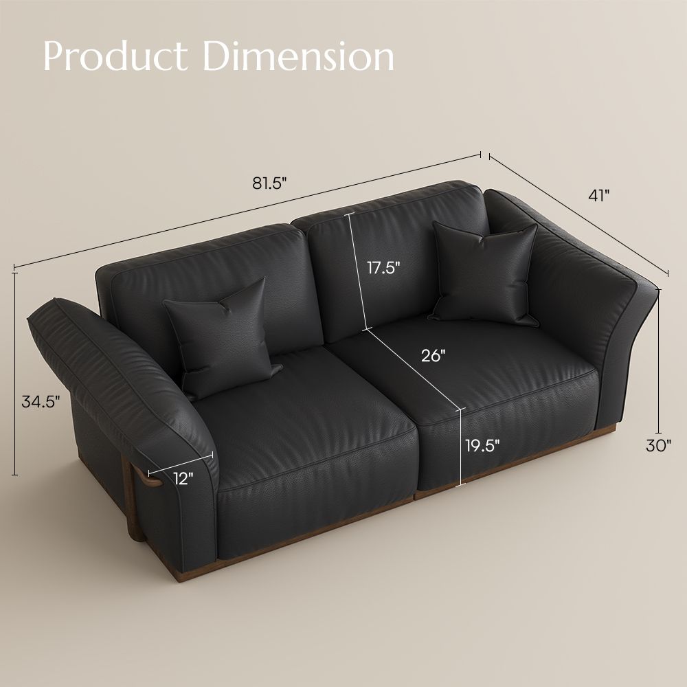 Black Black Genuine Leather Modular Sofas