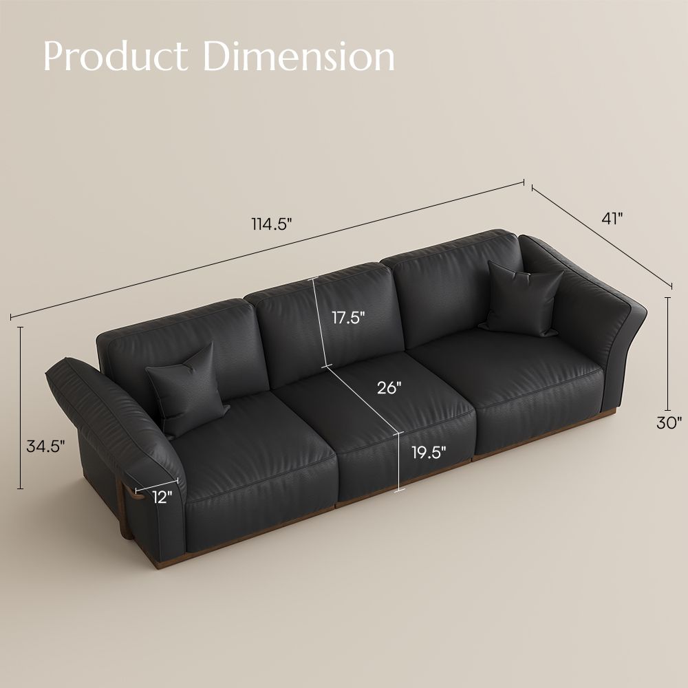 3-4 Seater Black Genuine Leather Modular Sofas