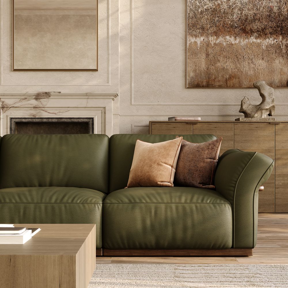 Sofas & Loveseats Green Genuine Leather Modular Sofas