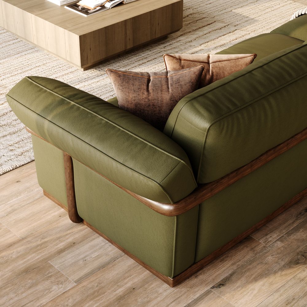 Comfortable Green Genuine Leather Modular Sofas
